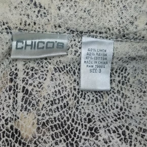 Chico's Linen Jacket Coat Blazer Snakeskin WOMAN'S Women's Size 3 Extra LARGE 16 - Picture 4 of 8